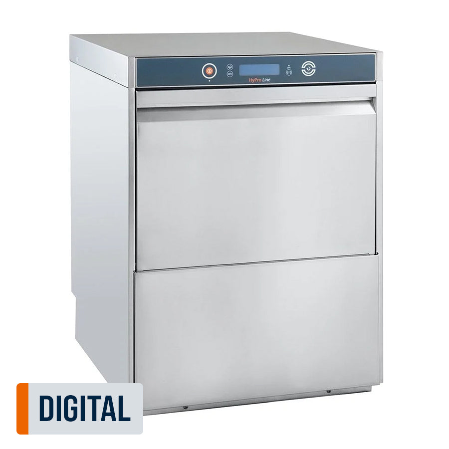 Geschirrspülmaschine HYPRO Digital 50 SL 50x50 cm Korbmaß, mit Reiniger- & Klarspüldosierer, mit Ablaufpumpe, Drucksteigerungspumpe Made in Europe, 230 Volt