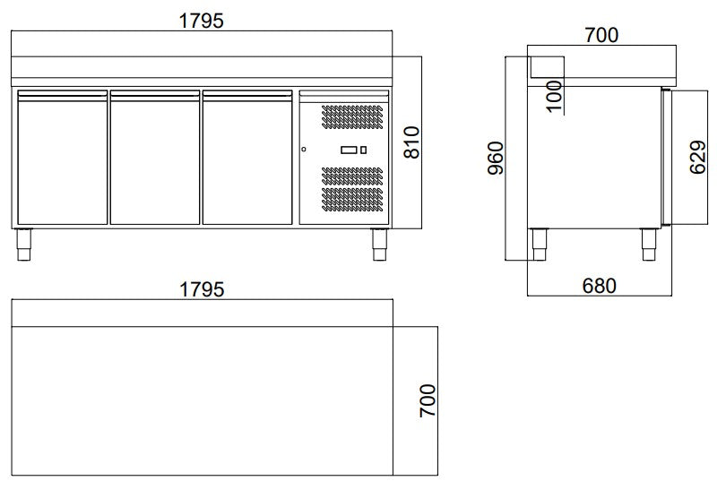 Table réfrigérante ECO 3/0 avec dosseret - GN 1/1