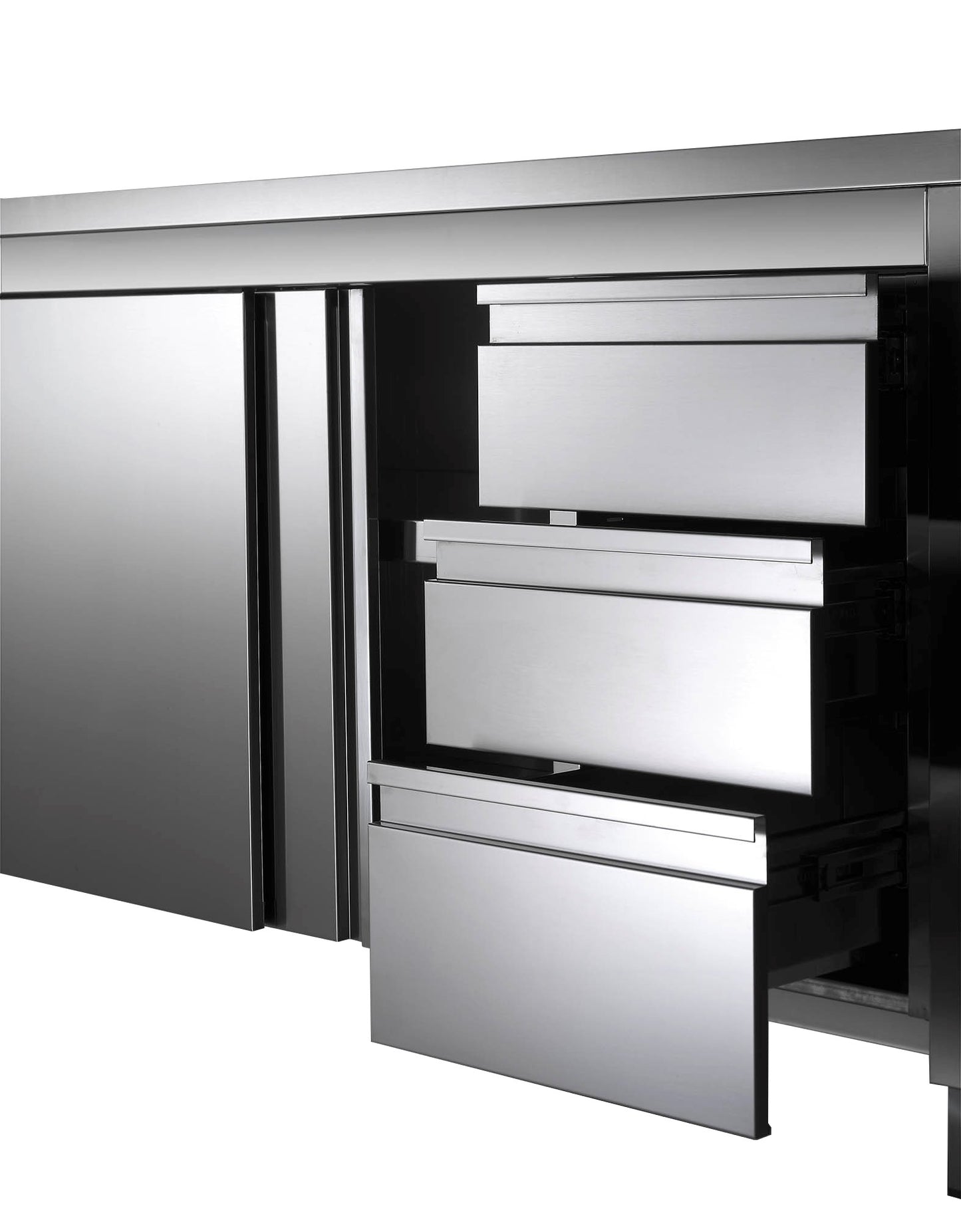 Edelstahl-Arbeitsschrank ECO mit Flügeltür und 3 Schubladen 14x7