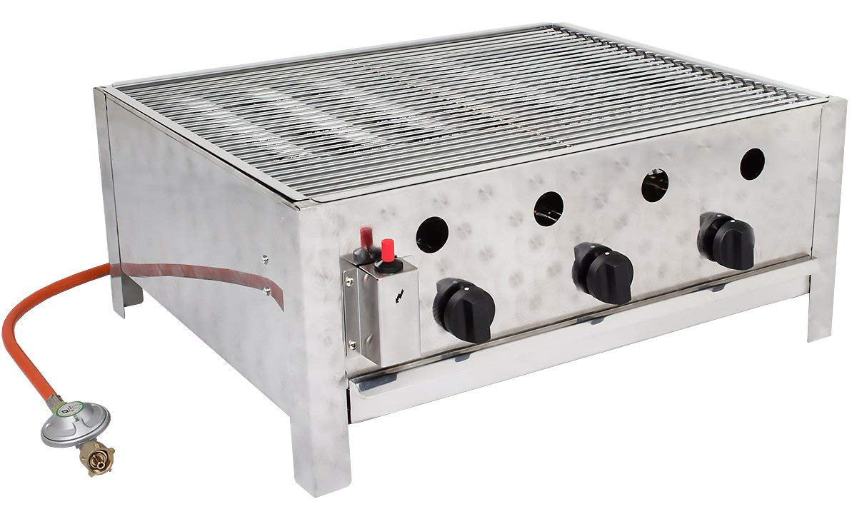 Kombibräter Gas mit 3 Brenner 11 kW, 650 x 570 x 270 mm