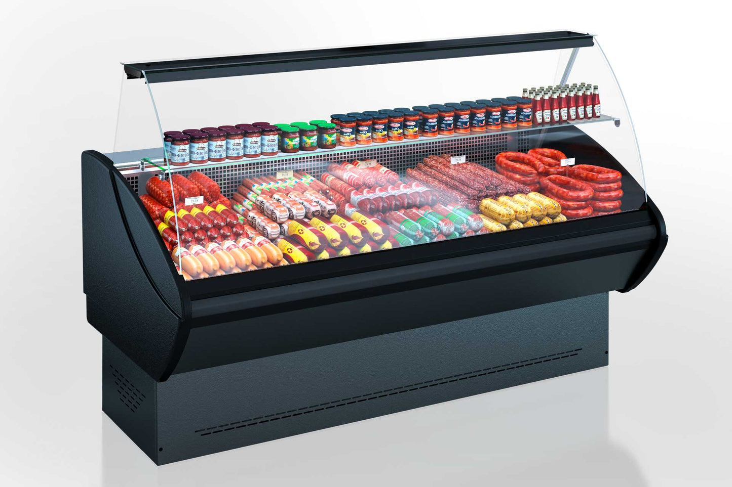 Kühltheke RHEA 1090 mm schwarz, LED-Beleuchtung, gekühlter Unterbau