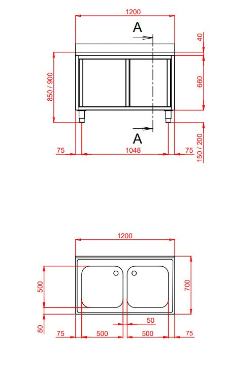 Meuble évier Eco 12x7 avec 2 vasques