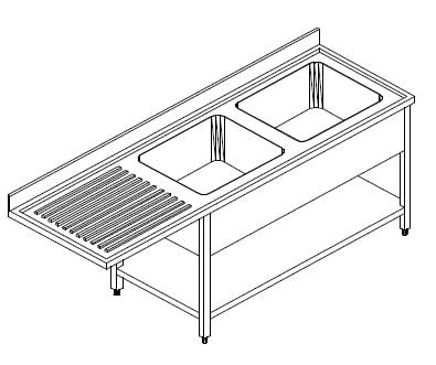 Centre d'évier ECO 18x7 avec 2 vasques à droite