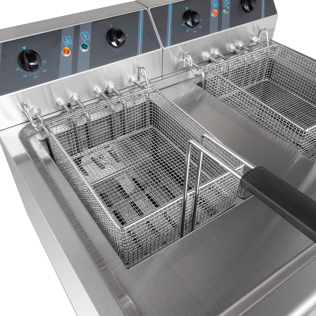 Elektro-Doppel-Fritteuse Profi 12+12 Liter mit Ablasshahn, 400 V