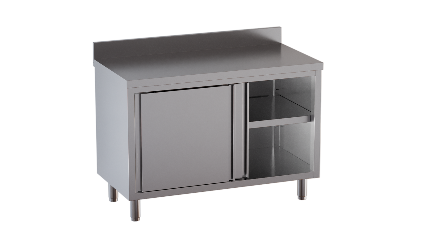 Armoire de travail en inox ECO 14x7 avec dosseret