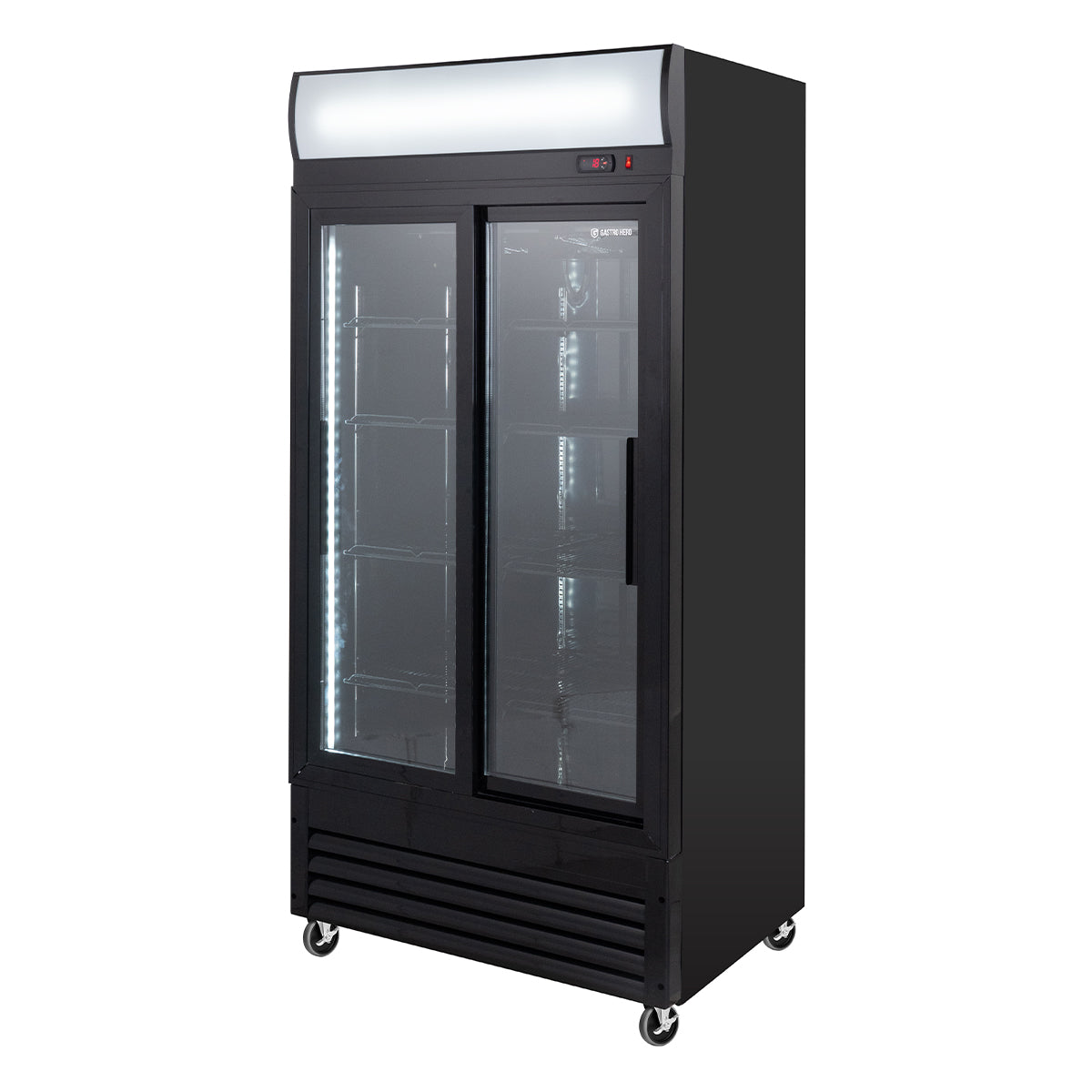 Getränkekühlschrank ECO 630 mit Leuchtaufsatz und Schiebetüren