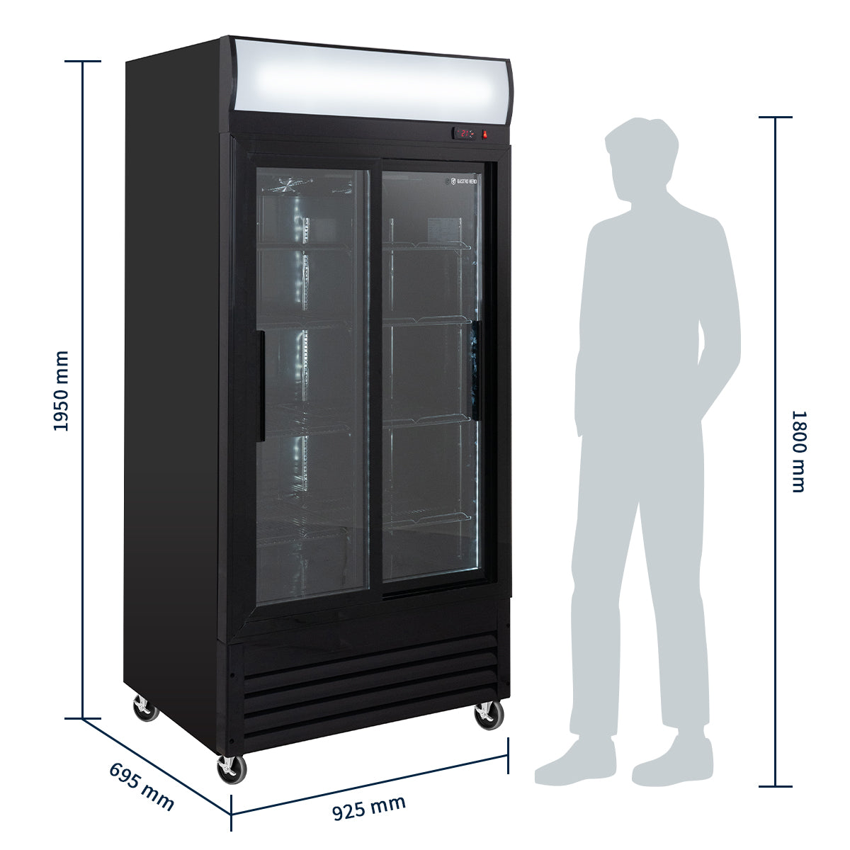 Getränkekühlschrank ECO 630 mit Leuchtaufsatz und Schiebetüren