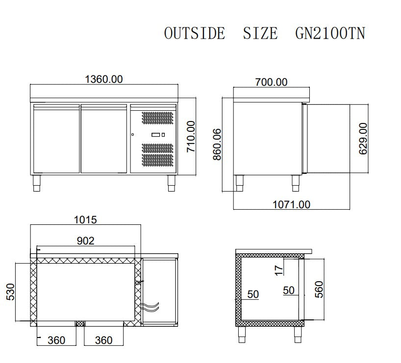 Kühltisch ECO 2/0 - GN 1/1