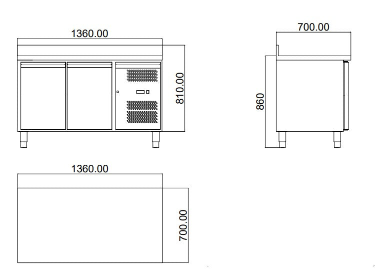 Kühltisch ECO 2/0 mit Aufkantung - GN 1/1