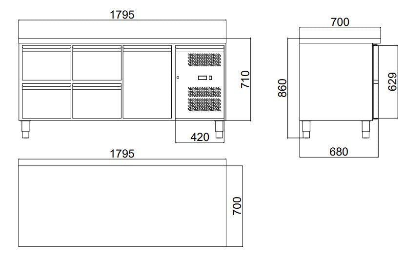 Table réfrigérante ECO 1/4 - GN 1/1