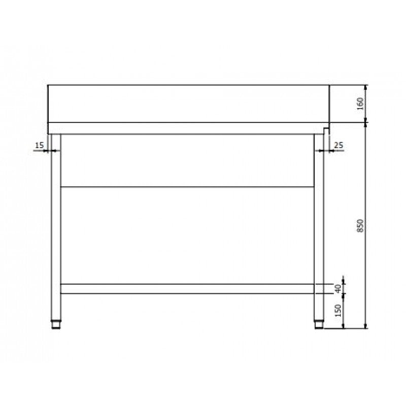 Table d'entrée PROFI 1200 x 700 droite