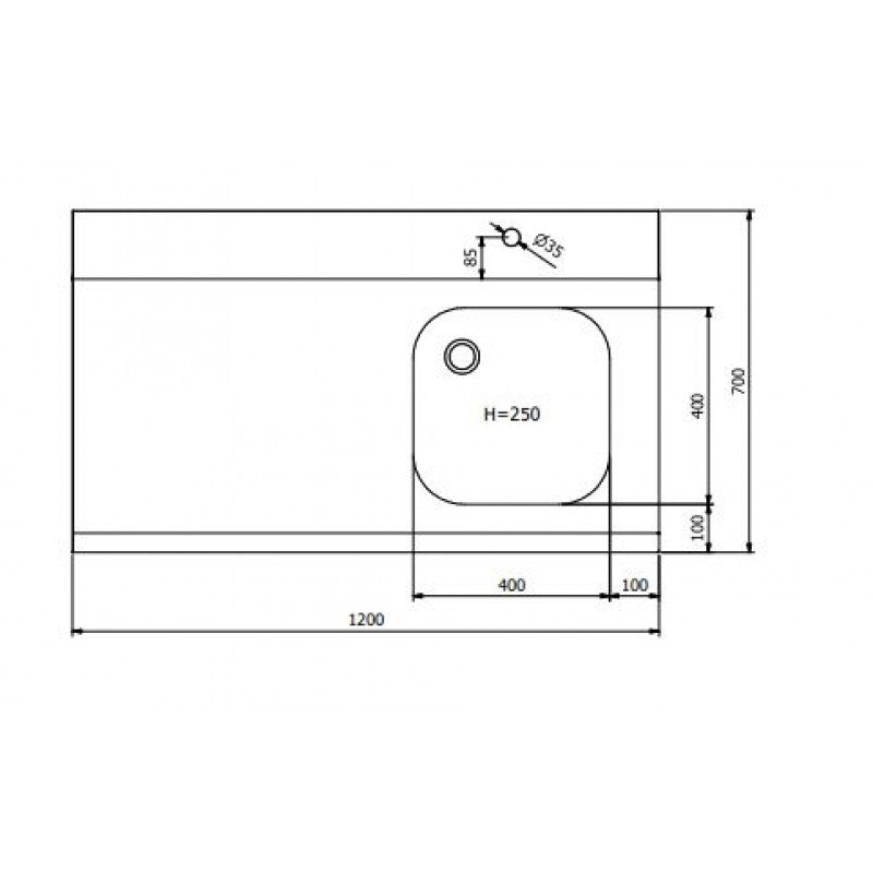 Zulauftisch PROFI 1000 x 700 Links