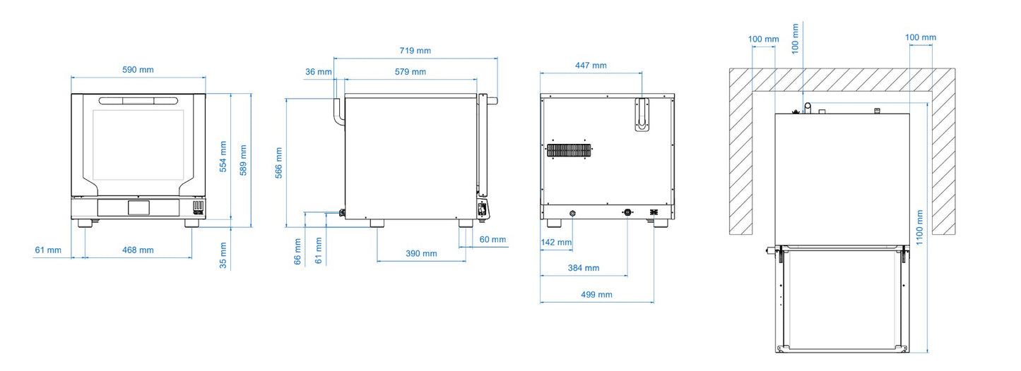 Four à air chaud électrique Tecnoeka 4x 429x345 mm avec vapeur