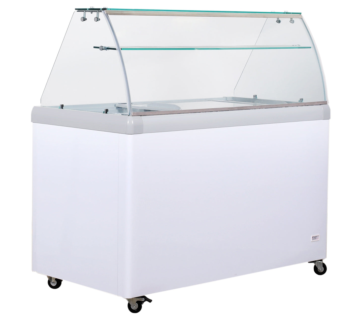 Eiskühltheke ECO 400, 1300 mm Breite inkl. Eisbehälter & Drahtkörbe, auf Rollen