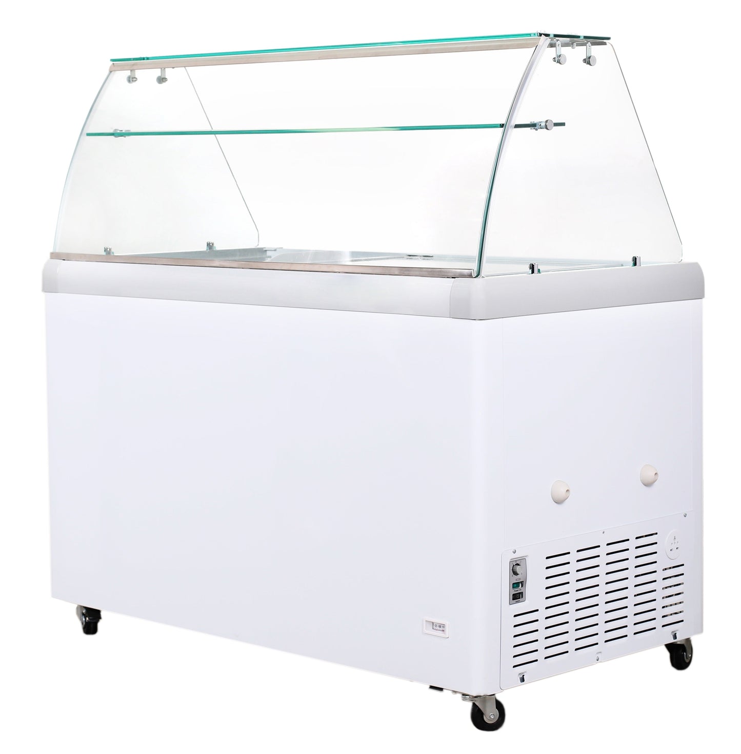 Eiskühltheke ECO 400, 1300 mm Breite inkl. Eisbehälter & Drahtkörbe, auf Rollen