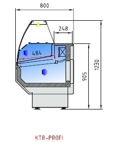 Comptoir réfrigéré PROFI 100 - façade ronde en verre, 1050 mm, avec éclairage LED