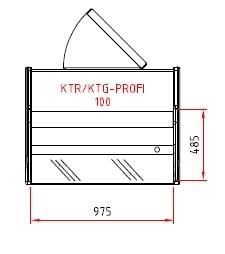 Comptoir réfrigéré PROFI 100 - façade ronde en verre, 1050 mm, avec éclairage LED