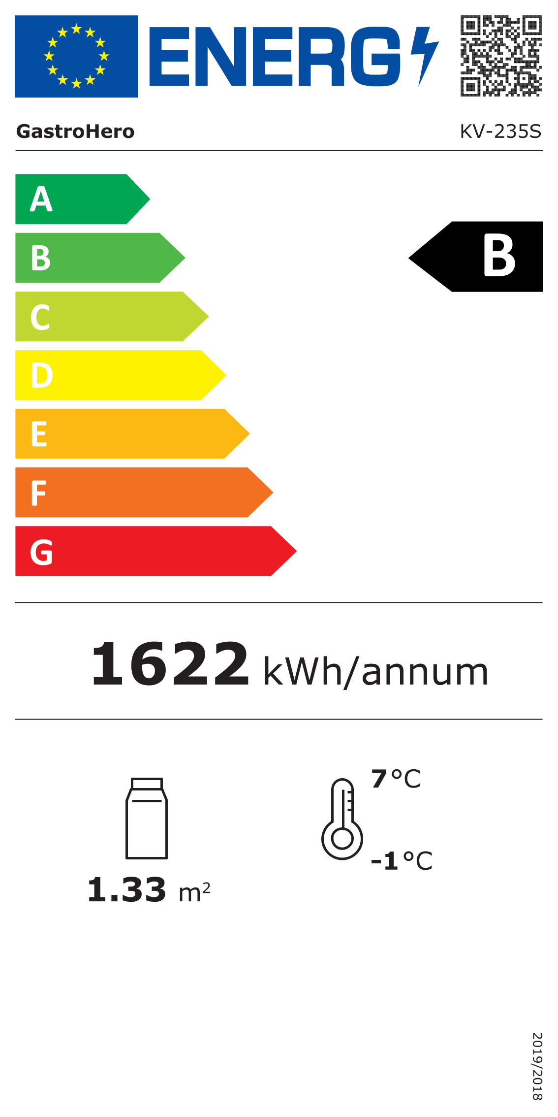 Kühlvitrine ECO 235 Liter, LED-Beleuchtung, 4 Roste, schwarz