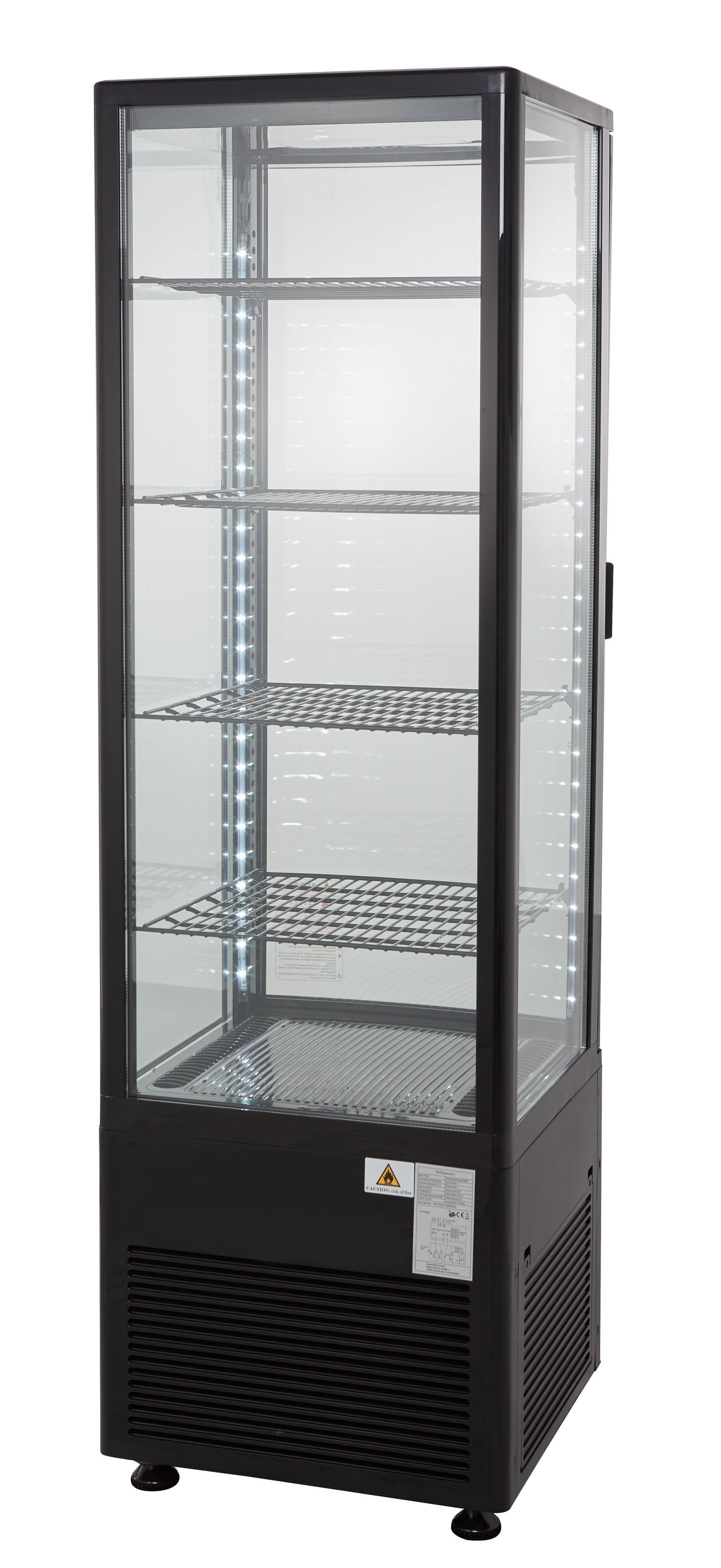 Kühlvitrine ECO 235 Liter, LED-Beleuchtung, 4 Roste, schwarz