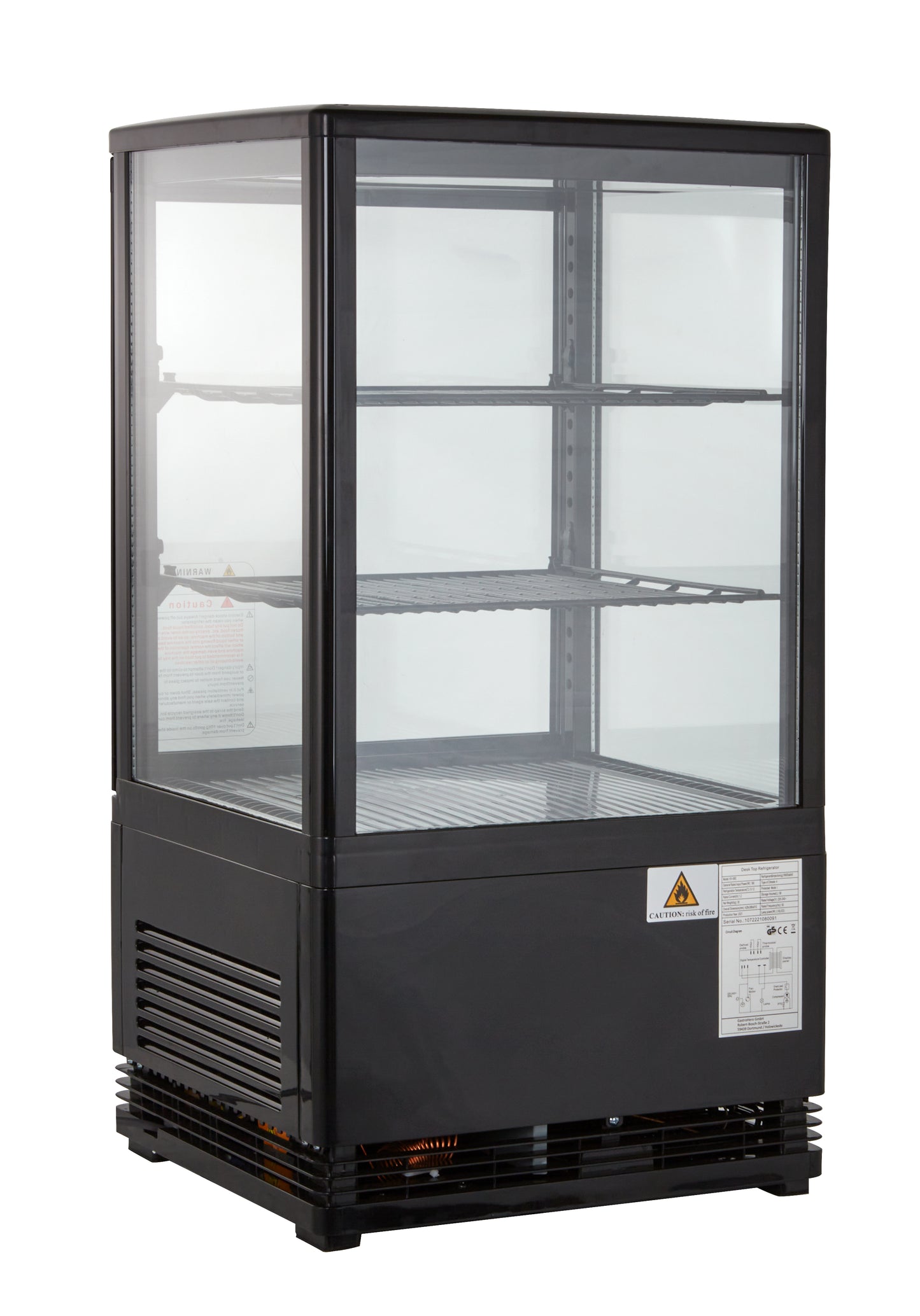 Vitrine réfrigérée ECO 58 litres, éclairage LED, 2 casiers, noire