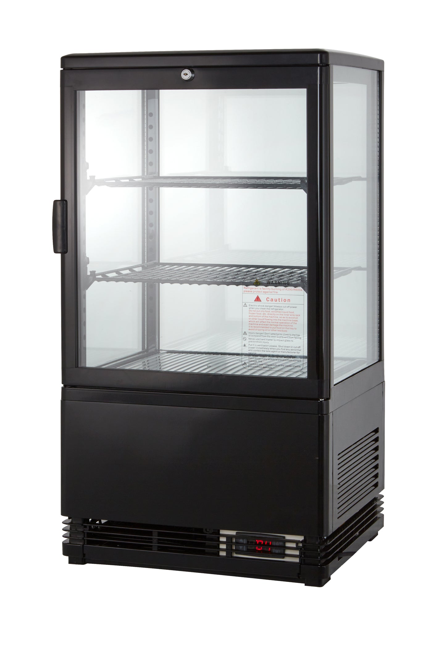 Vitrine réfrigérée ECO 58 litres, éclairage LED, 2 casiers, noire