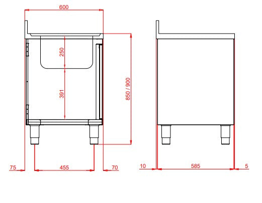 Meuble évier Eco 6x6 avec 1 vasque