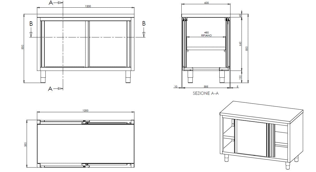 Edelstahl Durchreicheschrank ECO 20x7