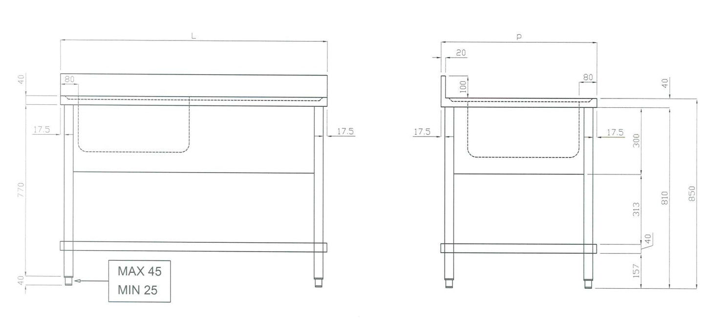 Spülzentrum ECO 18x6 mit 2 Becken Links