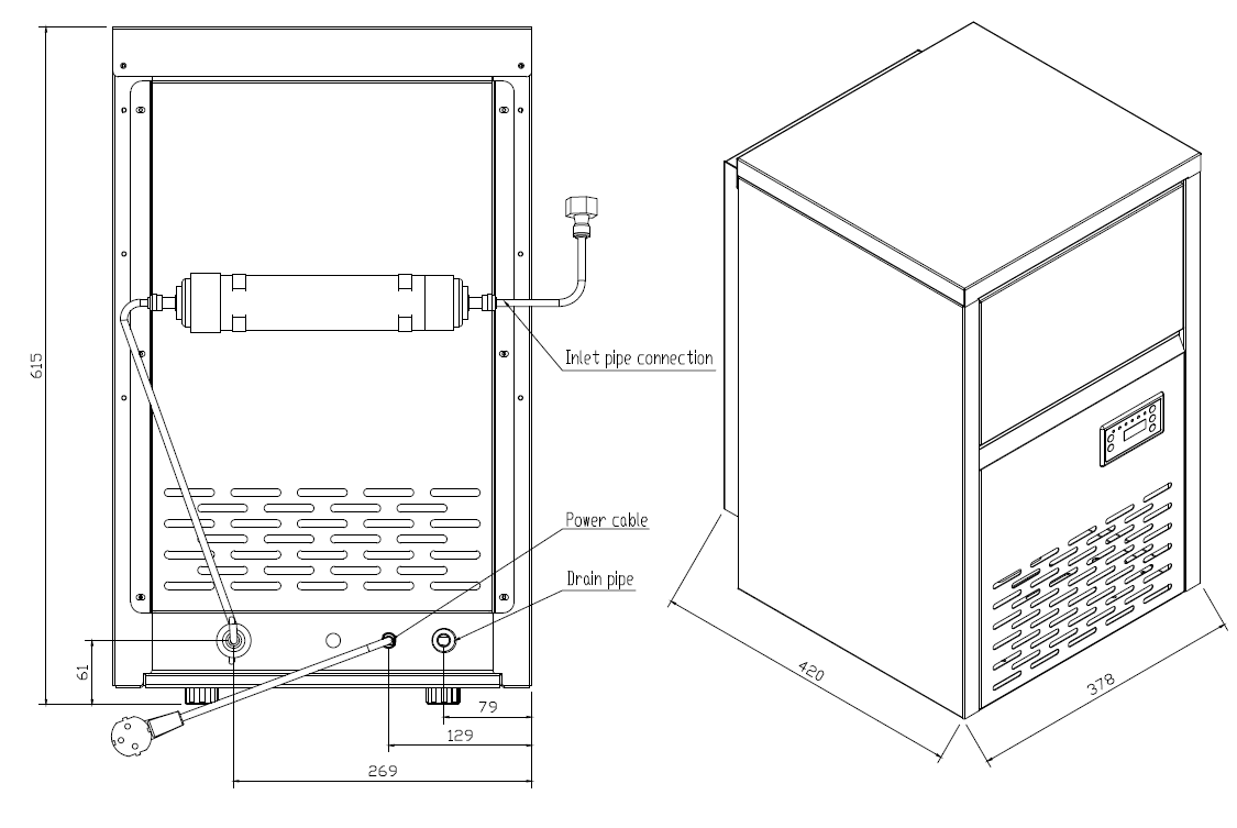 Machine à glaçons en cube complet ECO 30 kg