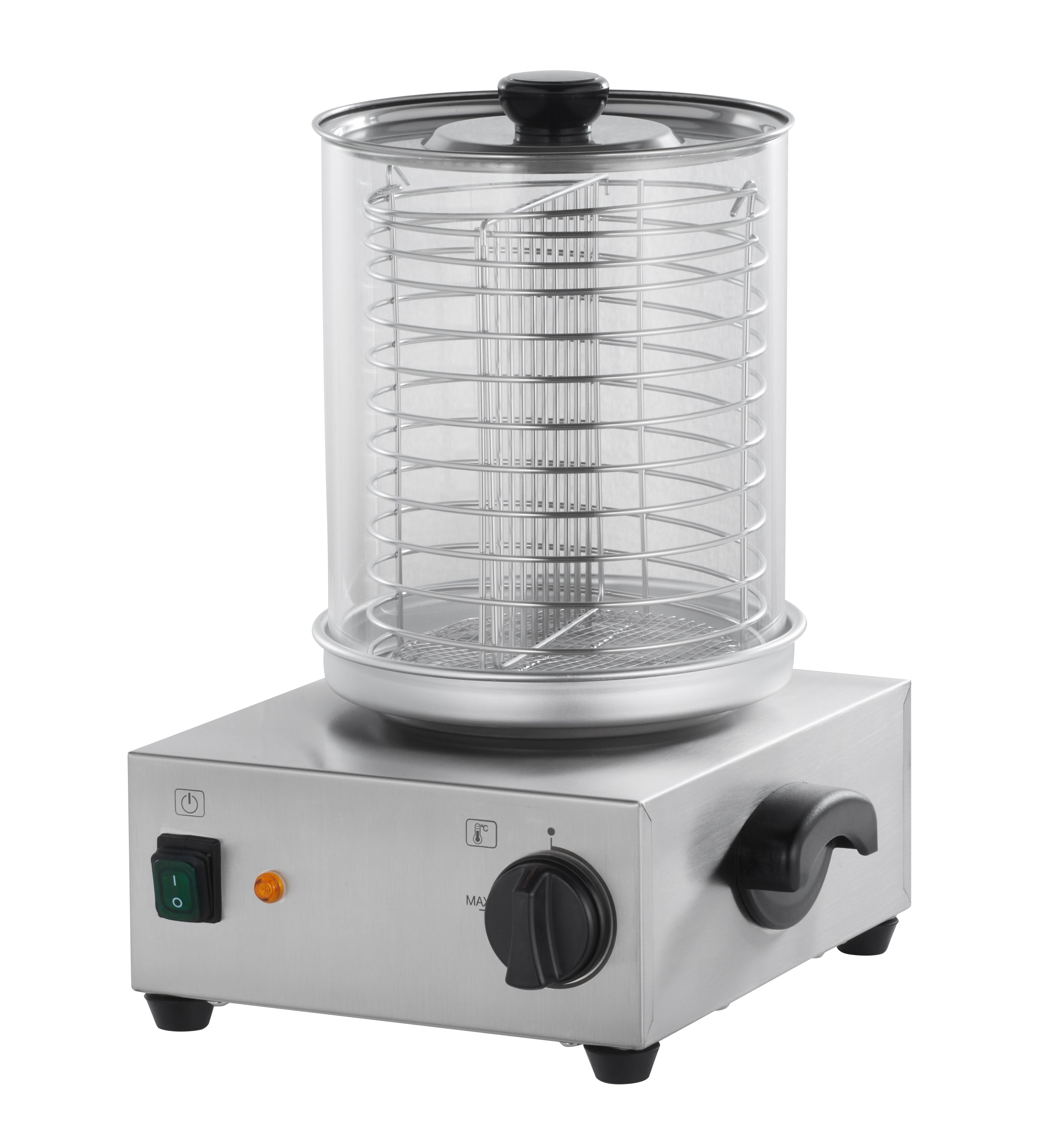 Elektrischer Bockwurstwärmer 350 W – Edelstahl Mit Glasabdeckung, Temperatur 30–85 °C Einstellbar