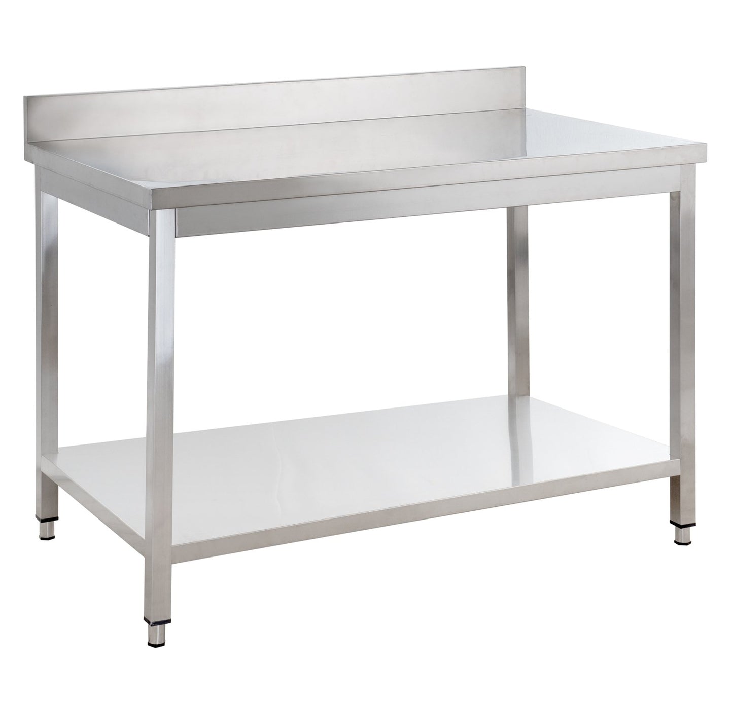 Table de travail en acier inoxydable Basic 15x6 avec base et dosseret