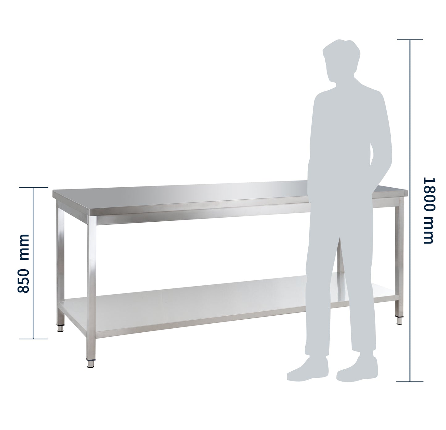 Table de travail en acier inoxydable Basic 16x6 avec base