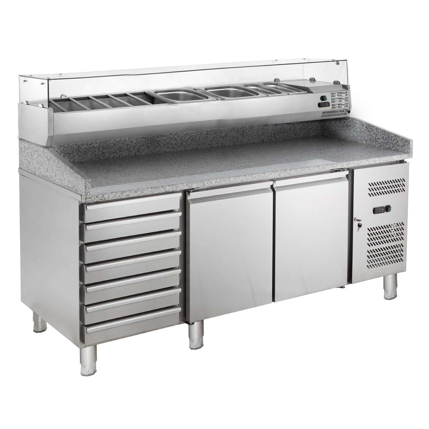 Pizzakühltisch ECO 2/7 mit Kühlaufsatz ECO 10 x GN 1/4