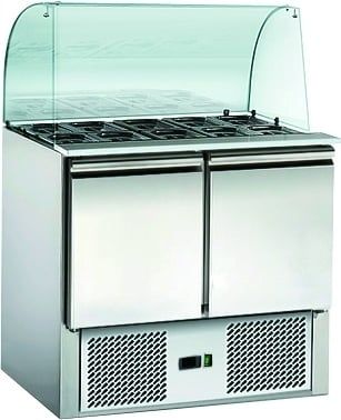 Saladette ECO 900 mit 2 Türen und Glasaufsatz